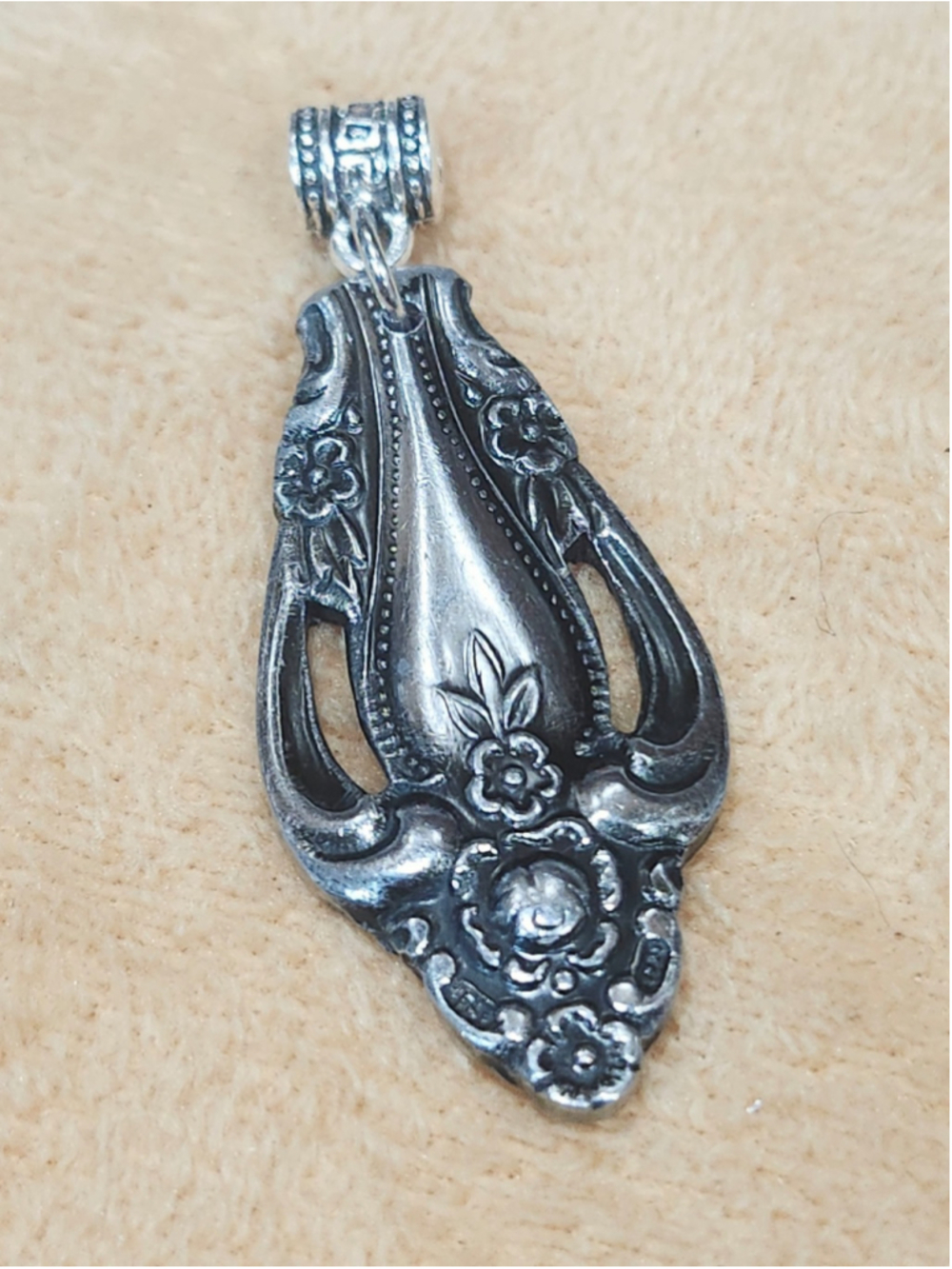 Vintage Spoon Handle Pendant Charm Stainless Steel Silverwear Jewelry